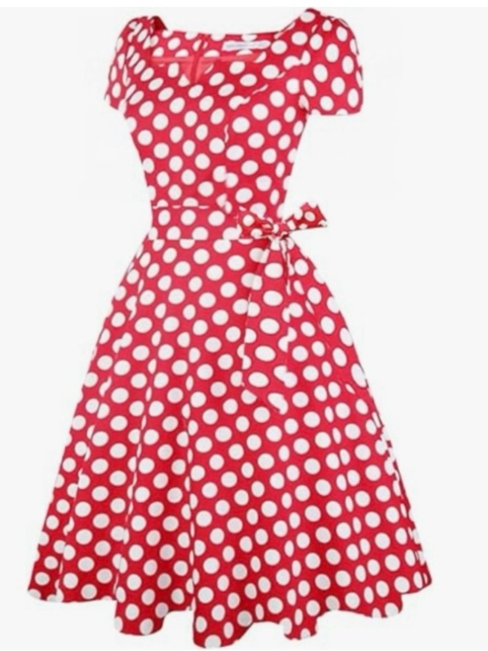 Girstunm Women's Classic Swing Dress
Short Sleeve Red/White Polka Dot Dress XL